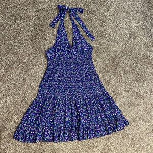 Zara Smocked Halter Neck Open Back Mini Dress in Sz XS